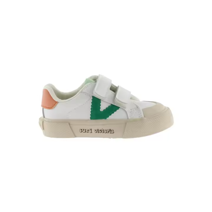 Zapatillas victoria tribu tiras blanco verde de niño. - 1