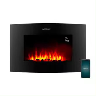 CECOTEC 05815 Chimenea eléctrica curva de 35 pulgadas con WiFi en color negro Ready Warm 3550 Curved Flames Connected - 1