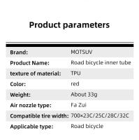 Pneumático Interno De Ciclismo Ultraligero MOTSUV TPU 700X18 25 28 32C Válvula Francesa Longitud 45/65/85mm Pieza De Bicicleta - details 1