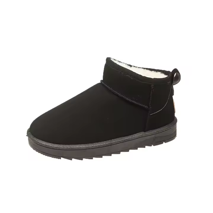 Botas De Nieve Cortas Para Mujer Invierno 2024 Cuero Sintético Con Piel De Suerzo Casuales Chelsea Botines Plano Con Plush Interior Botas De Tacón Bajo De Cierre SLIP-ON - 1