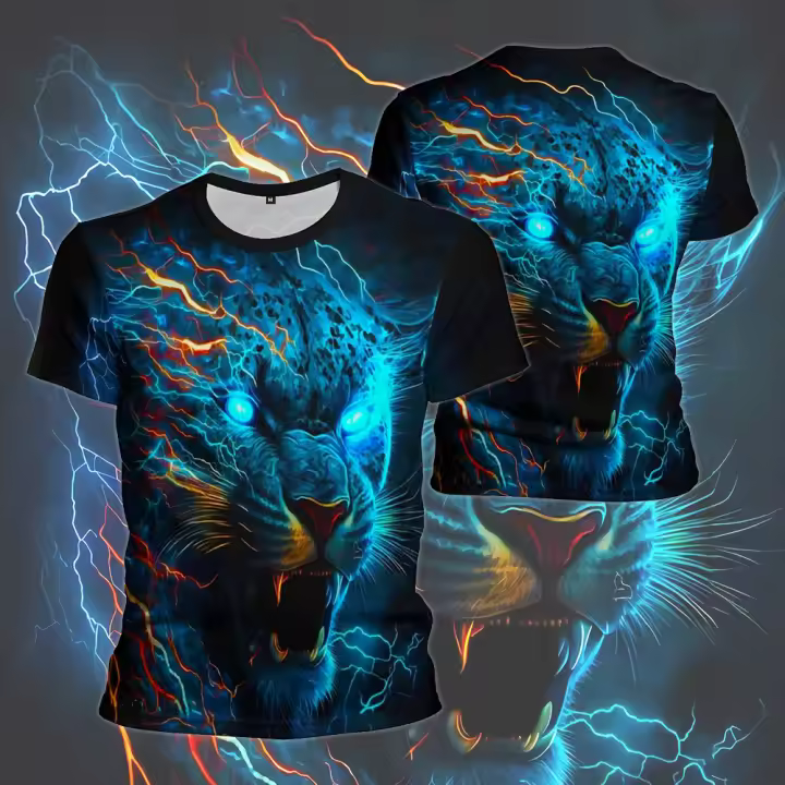 Camiseta De Pantera 3D Para Hombre Camiseta De Verano Con Estampado De Leopardo Moda Streetwear Tops Camiseta Unisex Polyester O-Neck - 1