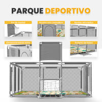 Parque Infantil Bebe + Pelota de Fútbol y Baloncesto - Corralito Plegable 180 x 120 x 60cm - Parque de Juegos Con Malla Transpirable - Centro de Actividades Gimnasio Cuna - details 0