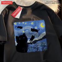 Camiseta De Algodón Respirable Para Hombre Y Mujer Con Diseño De Gato Estrellado Estilo Casual Y Amplio Para El Verano - details 10