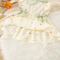 Vestido De Princesa Para Bebés Verano Vestido A-Line Con Encaje Y Bordado De Flor Vestido De Niña Dulce Sin Mangas Largo De Rodilla Algodón Y Poliéster Talla True Fit - details 8
