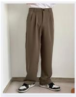 Pantalones Rectos De Pierna Alta Para Mujer Estilo Coreano Casual Cierre Elástico Polyester Pantalones De Nine Point - details 1