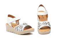 9988 Platino  Hecho en España Sandalias Mujer Piel Platino y blanco Láser Cuña Numeración: 35-41 Marca: JAM Color: Platino sandalia piel con cuña planta de gel cierre de velcro para mayor comodidad ideales para tus dias de verano - details 5