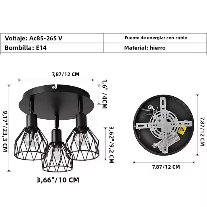 Luz De Techo Minimalista Estilo Industrial Americano Para Dormitorio Estudio Sala De Estar Foyer Pasillo Entrada Corredor Material Metálico LED Incluido - 1