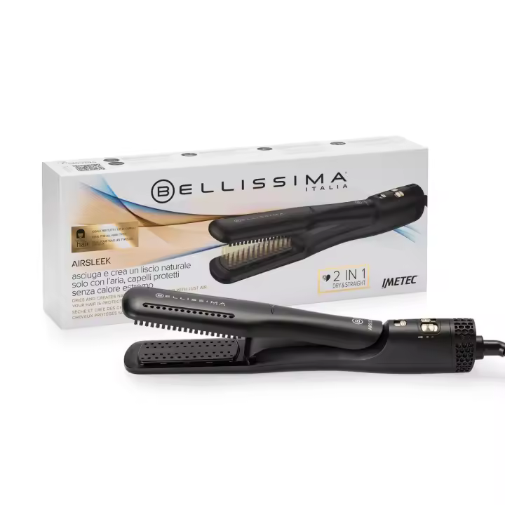 Bellissima AirSleek - Plancha de Pelo 2 en 1, Secado y Alisado, Revestimiento de Cerámica y Queratina, 2 Temperaturas, Peinado sin Calor Extremo - 1