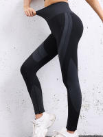 Leggings De Yoga Sin Costuras Para Mujer High Waisted Color Block Suaves Y Elásticas Transpirables Levantamiento De Glúteos Gimnasio Deportes Pantalones De Ejercicio - details 7