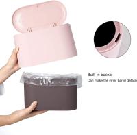 Bote de basura de mesa pequeño con tapa de botón para oficina, baño, cocina y dormitorio, almacenamiento de alimentos para mascotas (rosa) - details 2
