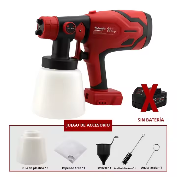 Pistola De Pintura Eléctrica Inalámbrica Milwaukee 800ML Compatible Con Aceite De Automóvil Muebles Pintura Acero Compatible Con Batería 21V - 1