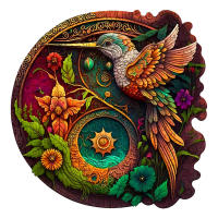 Puzzle De Pájaro Colibrí En Madera Colorido Y Alienígena Dificultad Superior Para Adultos Alivio Del Estrés Educativo - details 3