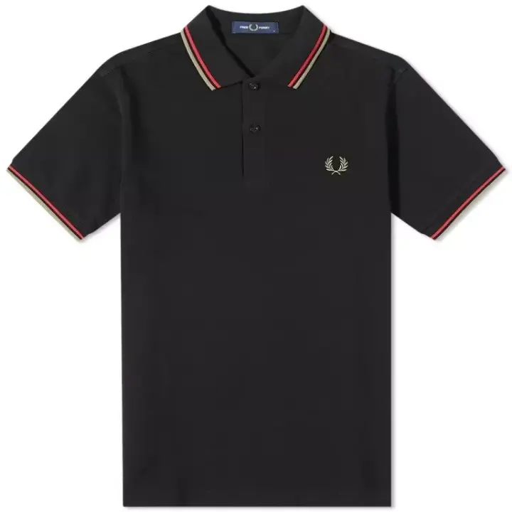 Fred Perry Slim Fit Twin Tipped Polo Black - 1