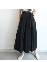 Falda Midi A-Line Elegante De Cintura Alta Para Mujer REALEFT Con Bolsillos Estilo Coreano Casual Suelta Y Solidaria Con Cinturón - details 0