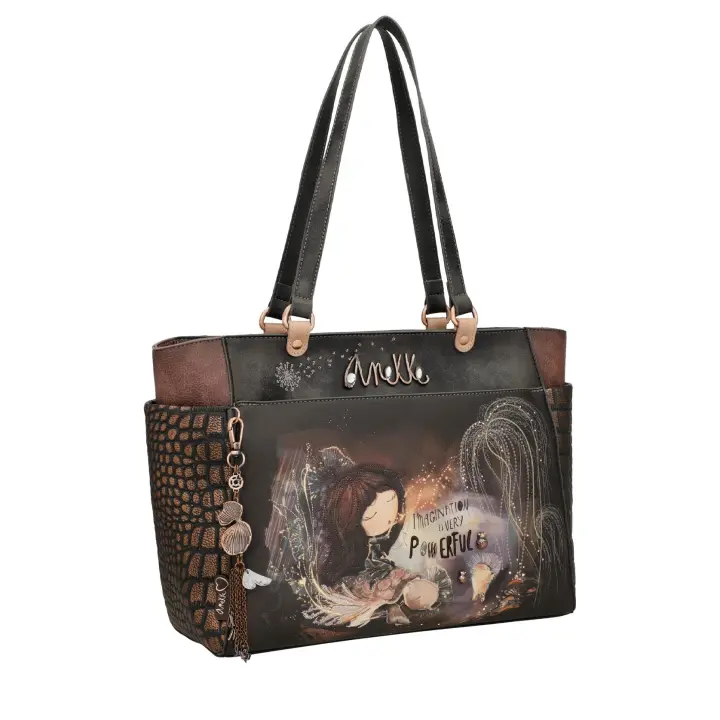 Bolso de hombro Anekke Dreamverse - Dos asas largas de hombro y mano - Compartimento principal con cierre de cremallera - Bolsillo exterior trasero y frontal con cremallerra - Tamaño grande - Ref. 39702-216 - Mide 41 x 26 x 15 cm - 1