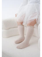 Calcetines De Algodón Para Bebés Y Niñas Largos Hasta La Rodilla Con Volante Estilo Frilly Solids Adecuados Para Primavera Verano Talla Unica Para Recién Nacidos Hasta 36 Meses - details 2