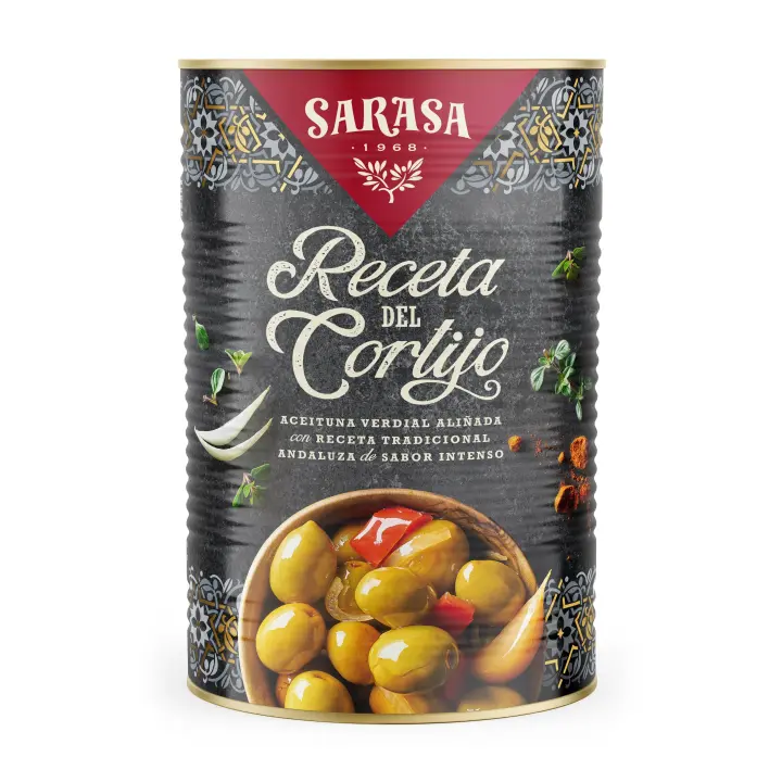Aceitunas Verdial Aliñadas 'Receta del Cortijo' Sarasa - Sabor Tradicional Andaluz, Carnosas y con Aliño Intenso,  - Perfectas para Aperitivos o Regalos Gourmet - 1