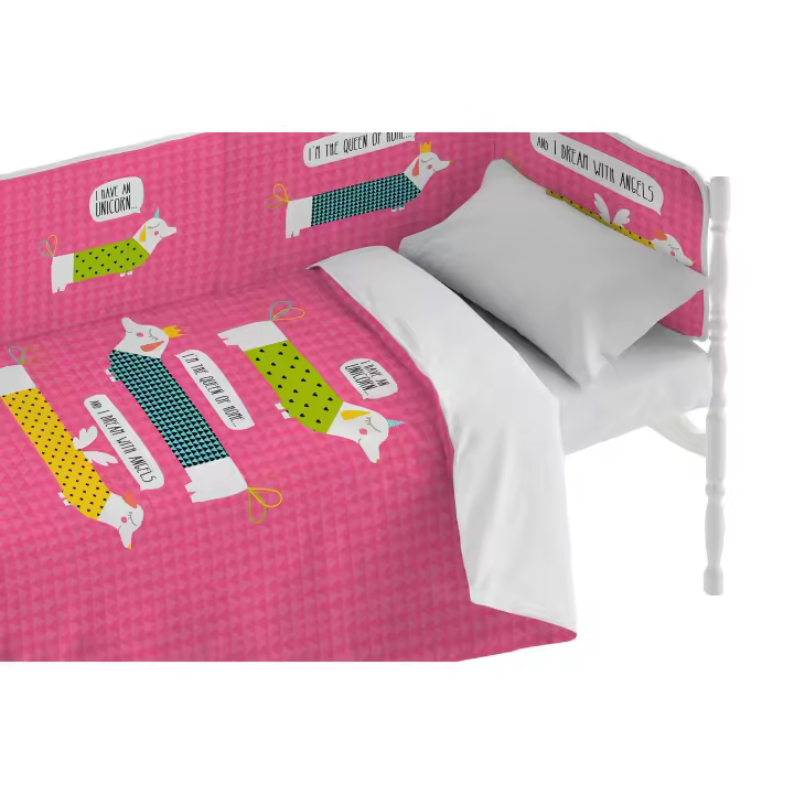 BOHEME - Funda nórdica Cuna You Are Pink 115X145, 100% algodón. Incluye funda de almohada - 1