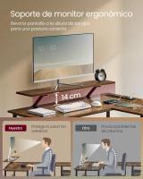 Escritorio Esquinero en Forma de L para Juegos - Con Luces LED, Tomas de Corriente, Soporte de Monitor y 2 Cajones, Fácil de Montar, Ideal para Oficina en Casa - details 3