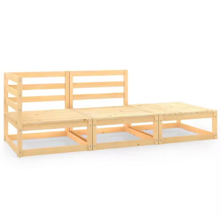 vidaXL Juego de muebles de jardín 3 piezas madera maciza de pino - 1