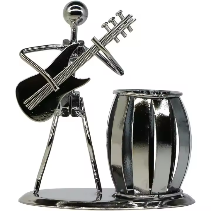 Portalápices de guitarra, accesorio creativo de escritorio, portalápices de metal multiusos para regalos, niños y estudiantes. - 1