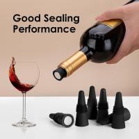 6PCS Tapon De Vino De Silicona Negra Con Anillo De Sellado Y Cima De Acero Inoxidable Adecuado Para Botellas De Vino - details 5