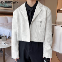 Blazer Casual Para Hombre Estilo Coreano INCERUN Texturizado Corto Para Fiestas De Color Sólido Talla S-5XL Moda Transversal - details 1