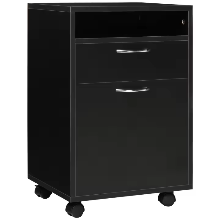 HOMCOM Contenedor con Ruedas, Archivador con Estante, Contenedor de Oficina con Cajón, Armario de Oficina, Contenedor de Almacenamiento, para Oficina, Estudio, 40 x 35 x 60 cm - 1