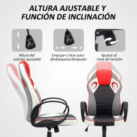 HOMCOM Silla Gaming Tapizada en PU y Malla Silla Gamer Giratoria con Función de Basculante Altura Ajustable para Hogar Oficina Estudio Multicolor - details 4