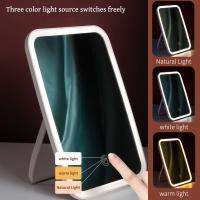 Espejo De Maquillaje Portátil LED Tricolor Plegable Recargable Con Luz Giratoria Para Damas Espejo De Belleza Para Dormitorio - details 0