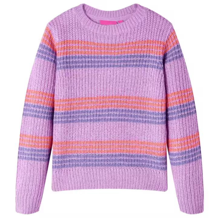 Jersey de punto infantil con rayas color lila y rosa 128 - 1