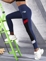 Leggings De Yoga Para Mujer Con Banda Alta Y Bolsillos Lado Colorblock Malla Control De Abdomen Leggings Modelantes Para Ejercicio - details 7