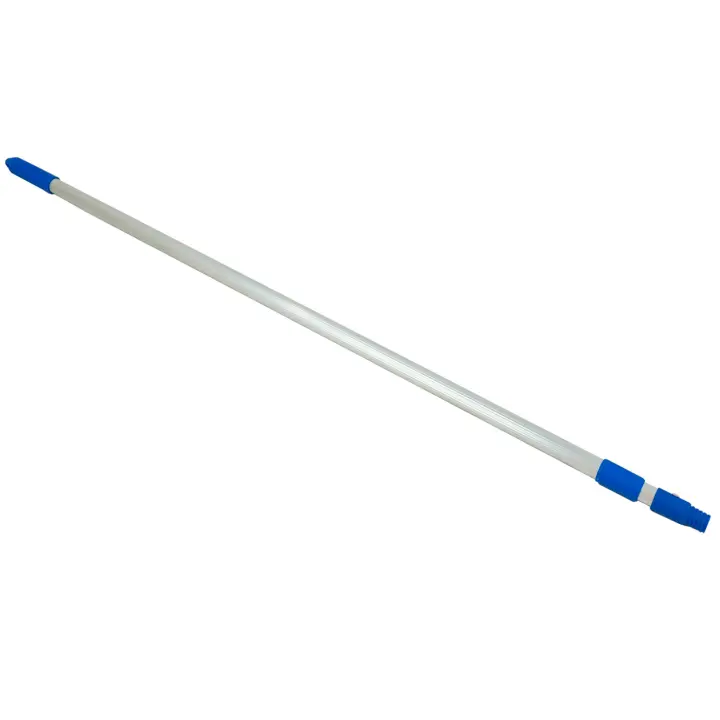 Tradineur - Palo extensible de aluminio y plástico con sujección por rosca, mango telescópico acoplable a escobas, cepillos, limpieza profesional de zonas de difícil alcance (Azul y gris - 2 metros) - 1