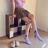 Calcetines Medio Tubo Disney Sanrio Kuromi Para Mujer Color Morado Algodón Peinado Dibujos Animados Lindos Hechicera Calcetines - details 27