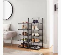 10-tier shoe rack, good size and removable, 33x33x173 cm, metal frame and fabric shelves, perfect for hallways and bedrooms, black - details 3
