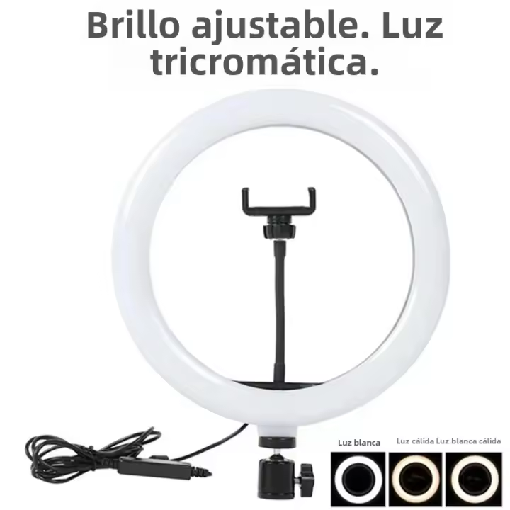 Anillo De Luz LED Para Fotografía 16/26/33cm Con Soporte Para Móvil 3 Modos Dimmer Luz De Maquillaje Para Videos En TikTok Y Streaming - 1