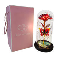 Lámpara De Rosas Artificiales Con LED Colores Y Mariposa En Vidrio Regalo Para Mujeres Luz De Galaxia Rosa Artificial Con Mariposa Y LED Colorido - details 17