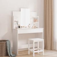 vidaXL Tocador con espejo 96x39x142 cm en color Negro/Gris hormigón/Gris sonoma y más | decorativo de pared para baño dormitorio recibidor moderno - details 5