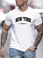 Camiseta De Algodón Puro 100% Para Hombre Estilo Casual Con Estampado De Nueva York Cuello Redondo Manga Corta Ajustada Y Oversized Para El Verano - details 6