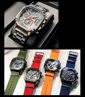 Reloj De Cuarzo Para Hombre MEGIR Negro Resistente Al Agua Con Cronógrafo Y Manos Luminosas Correa De Acero Inoxidable Dial Cuadrado - details 19