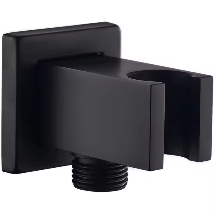 Toma de Ducha Conexión de flexo de Ducha Codo de conexión a pared Redondo (Negro) SSIT - 1