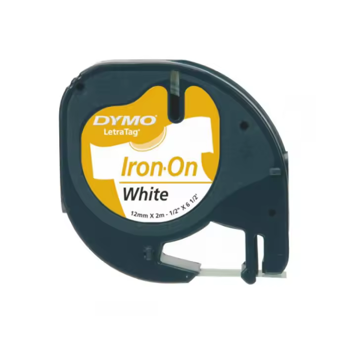 Dymo Letratag · Cinta Rotuladora Ropa · 12mm x 2m · Negro/Blanco - 1