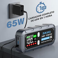 ZUKAKA 6000A Arrancador de Coches, 26800mAh Arrancador de Baterias 12V(Todos Gas&12L Diesel), Jump Starter Portátil con 65W Carga Rápida, IP 65, Cable Inteligente Mejorado, Pantalla Extragrande - details 2