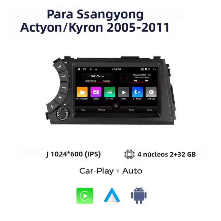 Navifly Android 13 Para SsangYong Kyron Actyon 2005-2011 Radio Multimedia De Coche Pantalla IPS Estéreo Soporte Carplay GPS BT WIFI Con Control Del Volante - 1