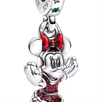 PANDORA Moments 793530C01 - Colgante de plata de ley, diseño de Minnie Mouse, Rot, Plata de ley, Cristal artificial，Incluye Caja Original - 1
