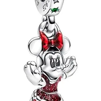 PANDORA Moments 793530C01 - Colgante de plata de ley, diseño de Minnie Mouse, Rot, Plata de ley, Cristal artificial.，Incluye Caja Original - 1