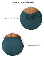 Leggings Deportivos De Ajuste En La Cintura Con Arrugas Para Mujer Levantamiento De Glúteos Sin Línea T Pantalones Cortos De Yoga Fitness Gimnasio Color Sólido - details 1