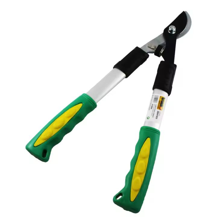 Tijera de Podar Wurko 018SH - Hojas de Acero y Mangos de Goma - 49 Cm - Aluminio - Gris Plata - Mango Verde y Amarillo - 1