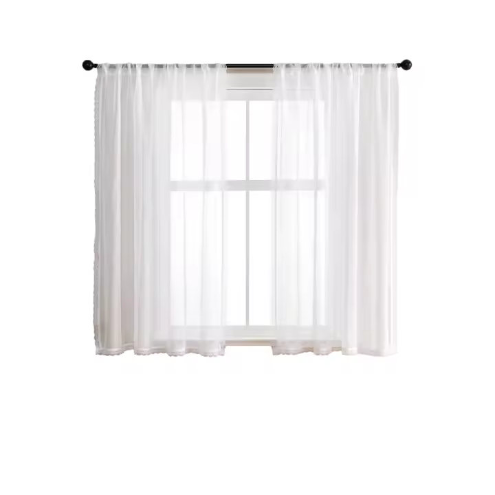 Cortinas Cortas Y Transparentes Para Cocina Y Dormitorio Valance Tules Cortinas De Encaje Bordado Blanco Voile Decoración Del Hogar - 1