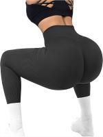 Leggings Ribbed Para Mujer Cintura Alta Sin Costuras Push up Glúteos Yoga Gimnasio Fitness Control Abdominal Running Tights - details 13